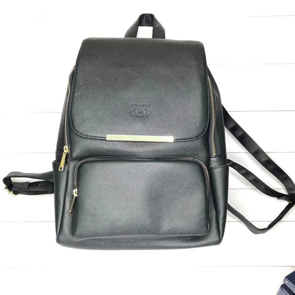 COOFIT Handbags - COOFIT Black Gold Hardware Backpack Purse PU Leather Shoulder Bag NWOT